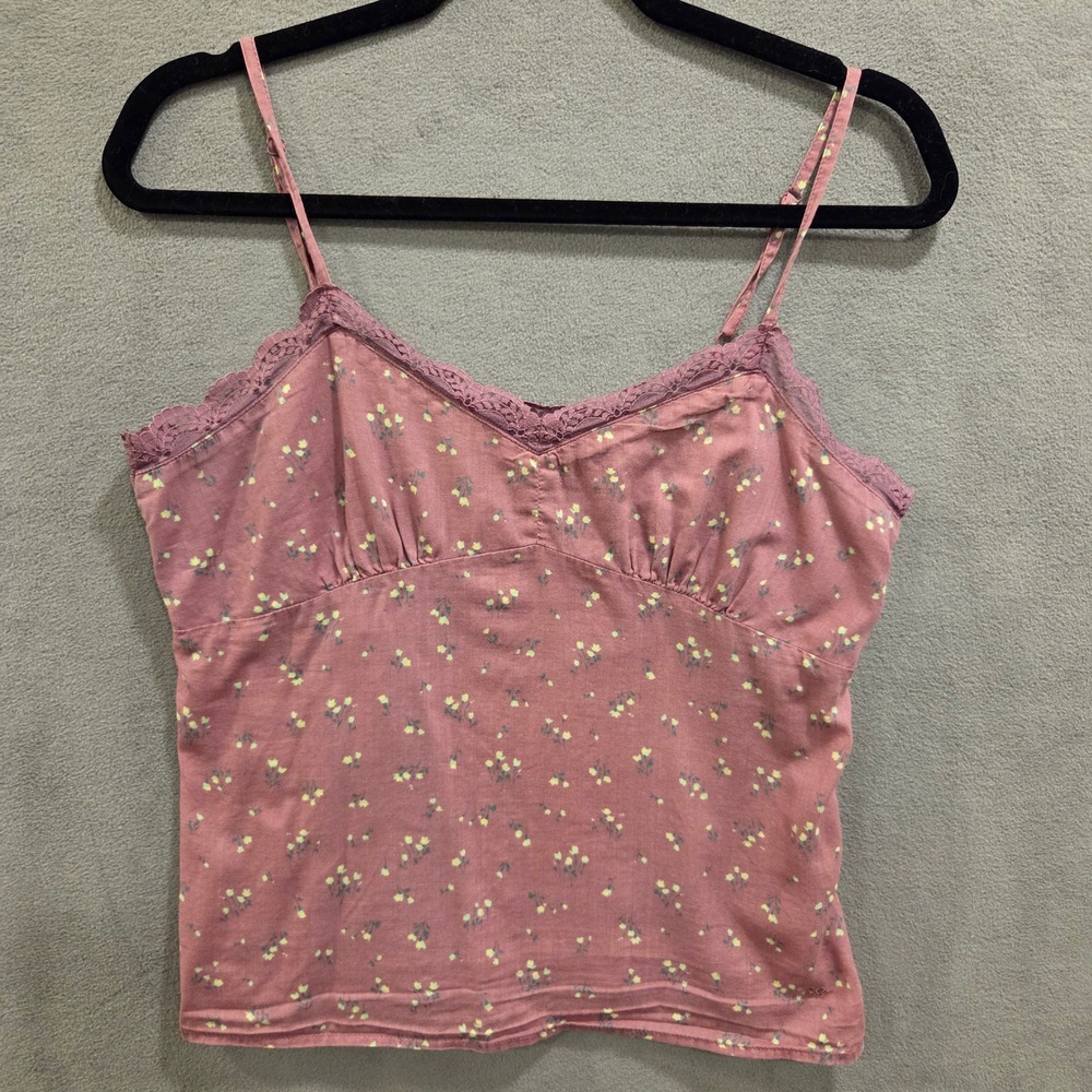 American Eagle Floral Lace Cami Top Women Size Small Cotton Cottagecore Dainty